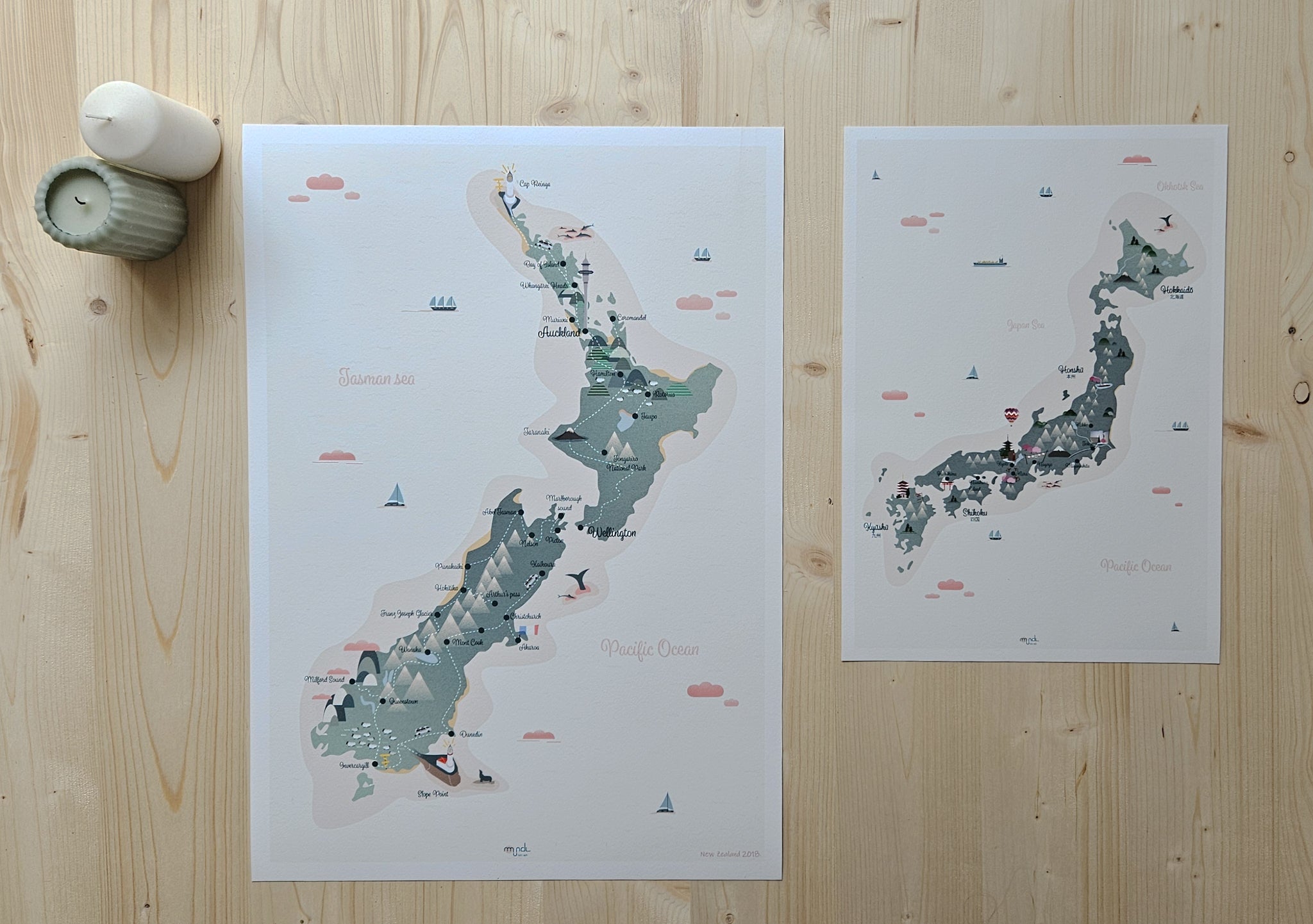 Carte illustrée de Nouvelle-Zélande