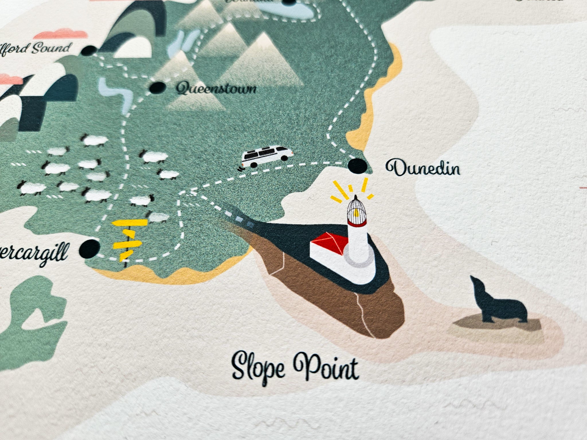 Carte illustrée de Nouvelle-Zélande