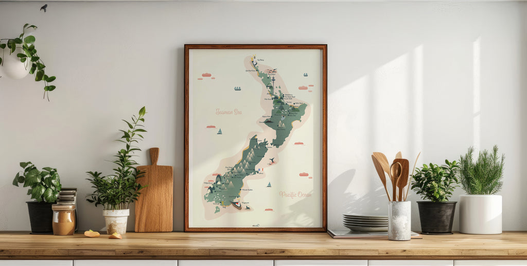 Carte illustrée de Nouvelle-Zélande