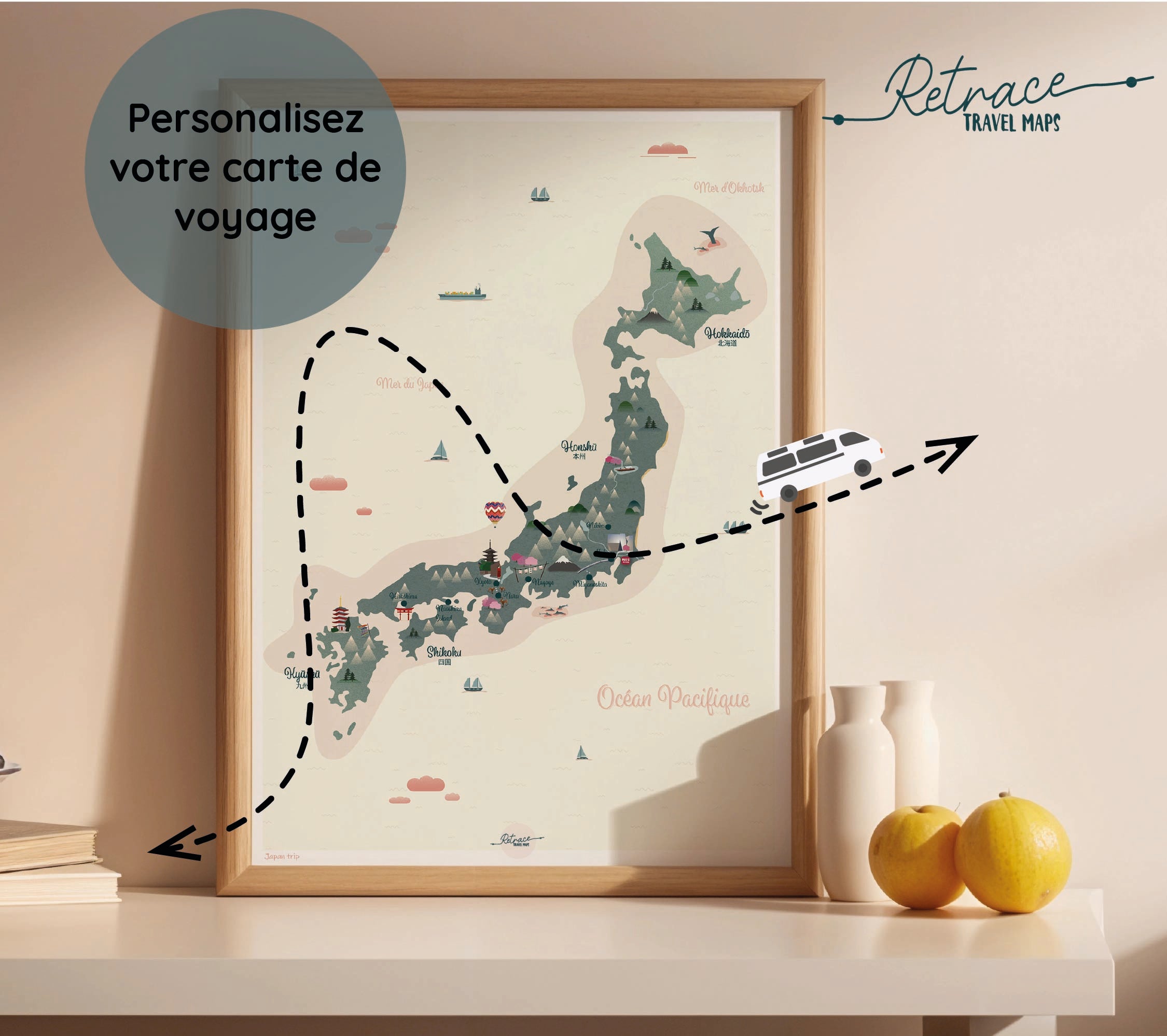 Carte personnalisée voyage au Japon