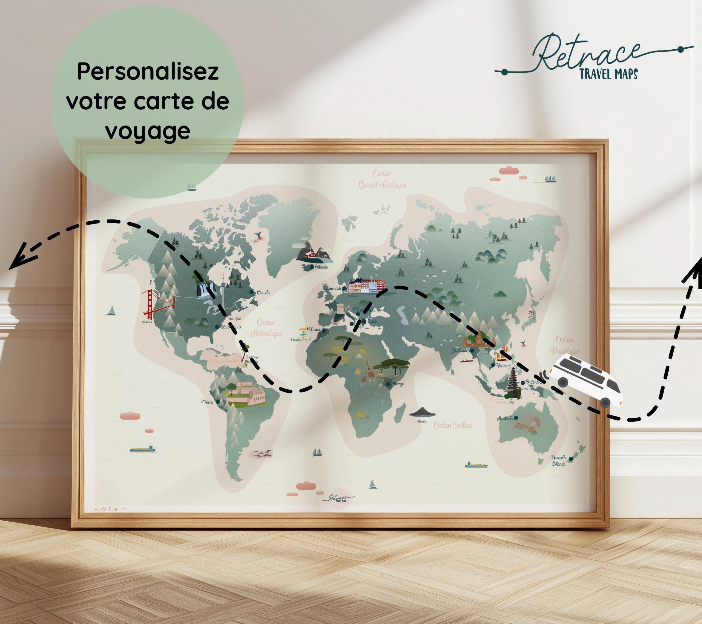 Carte personnalisée Tour du Monde