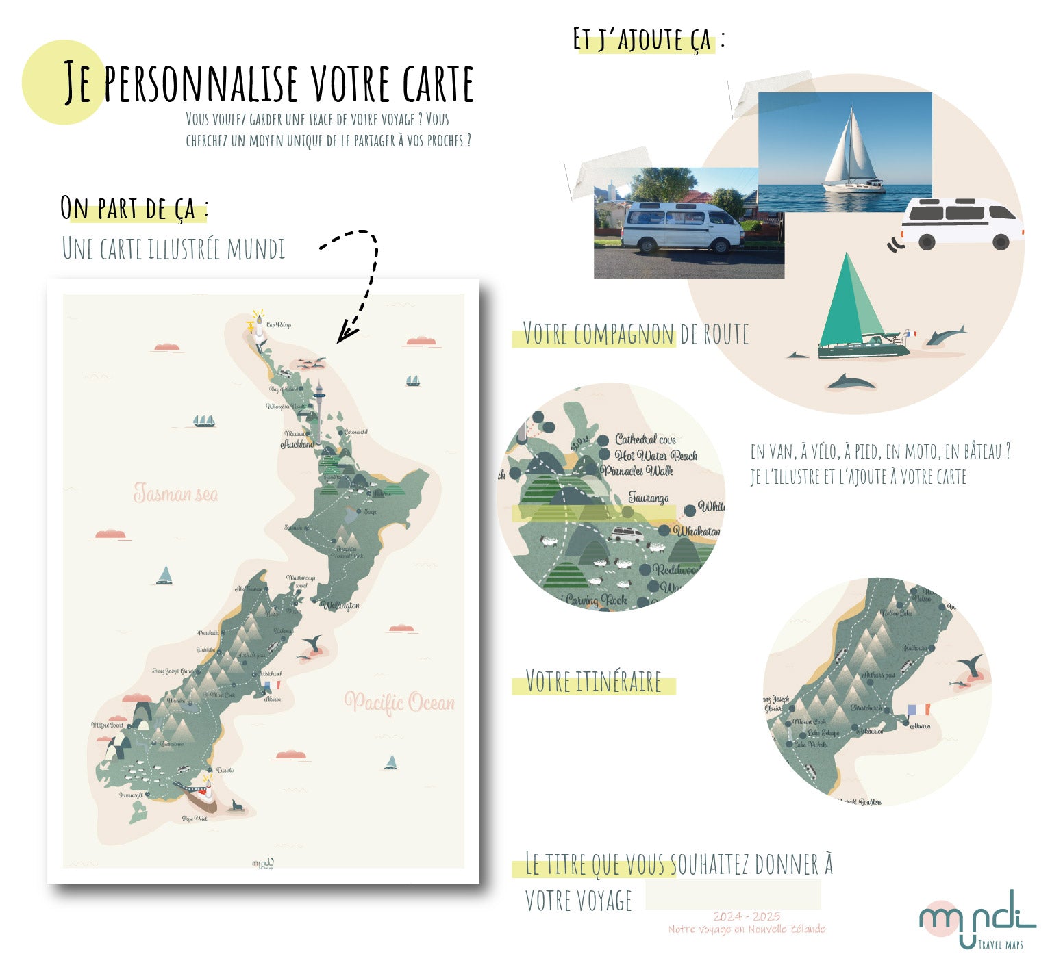 Carte personnalisée traversée de l'Atlantique