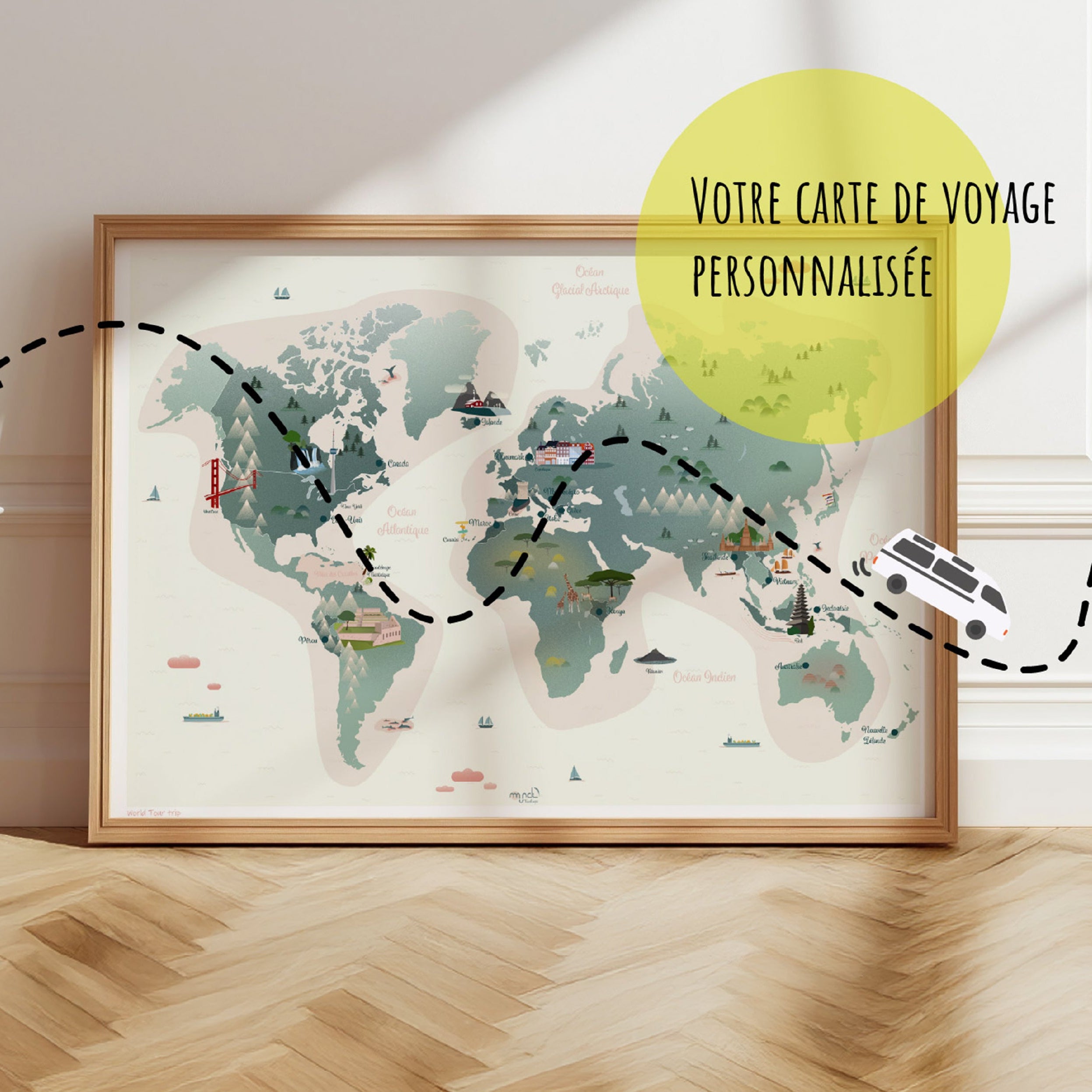 Carte personnalisée Tour du Monde