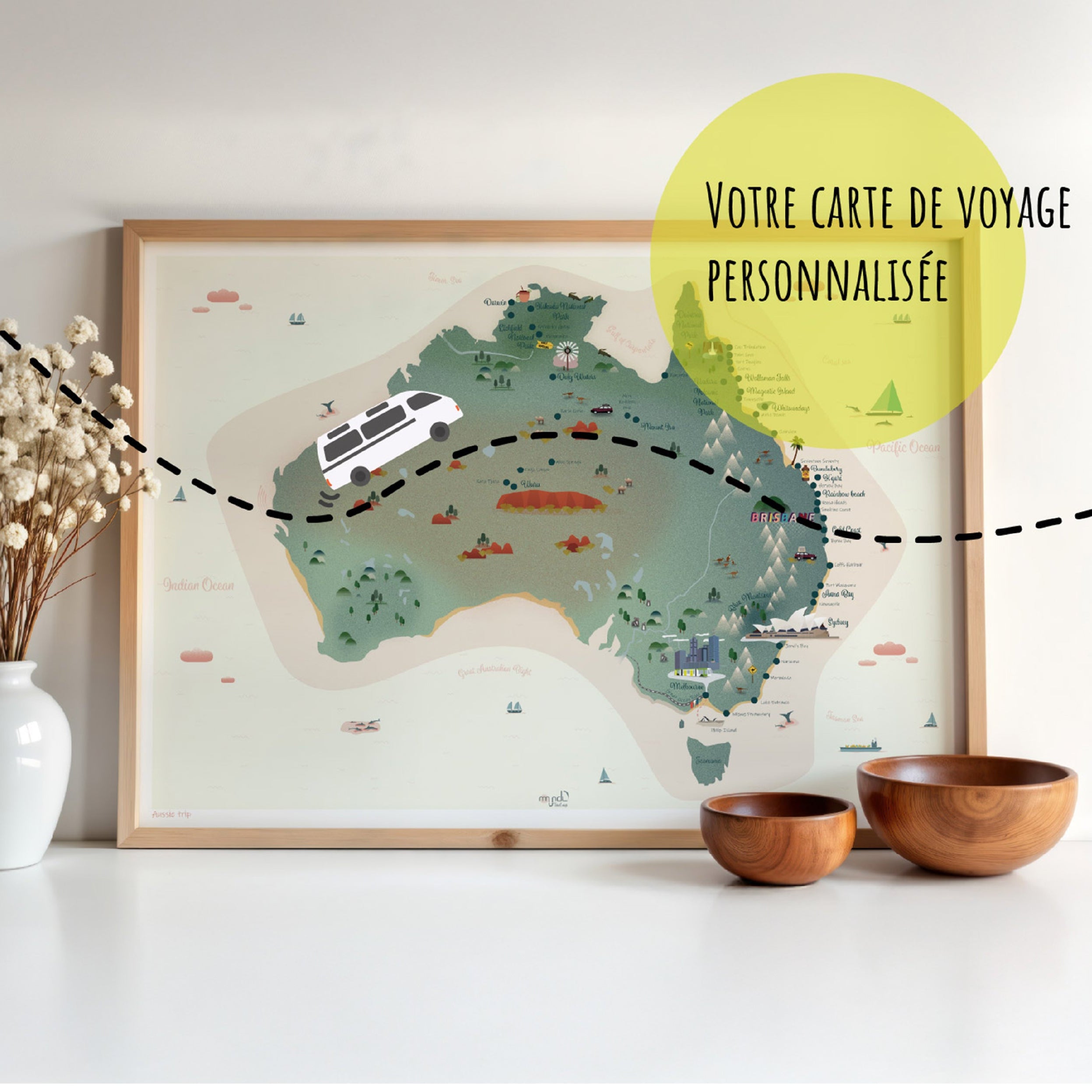 Carte personnalisée voyage en Australie