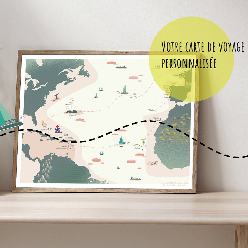 Carte personnalisée traversée de l'Atlantique