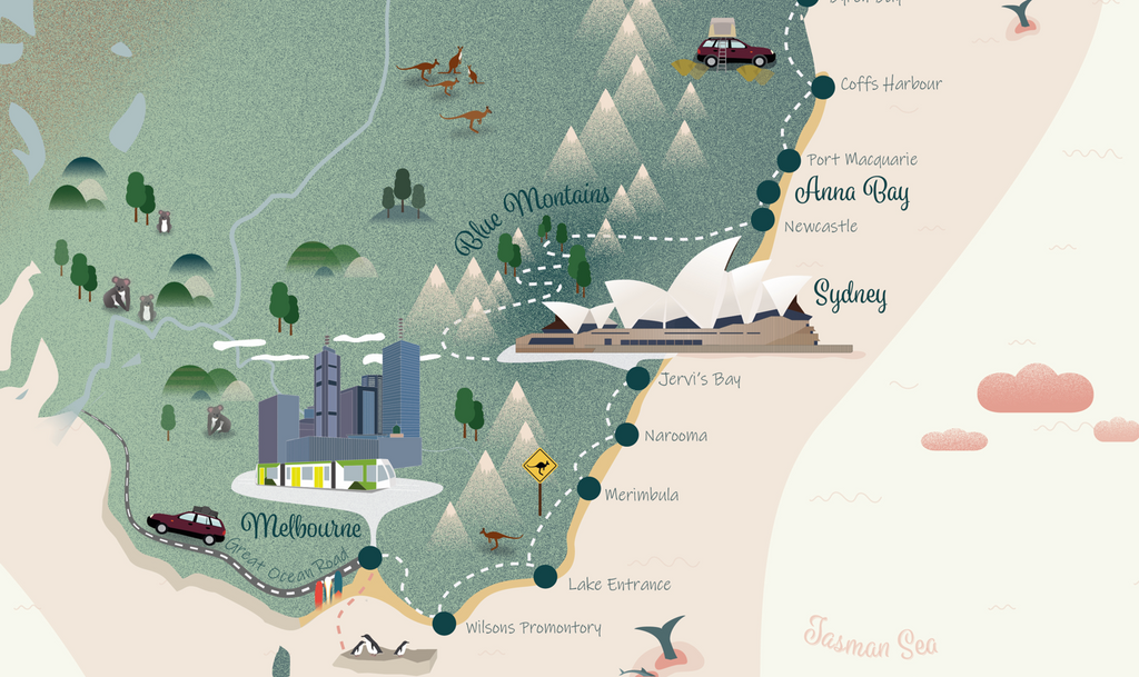 Carte personnalisée voyage en Australie