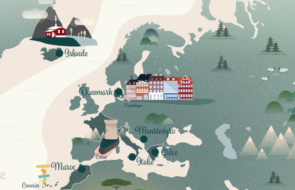 Carte illustrée du Monde