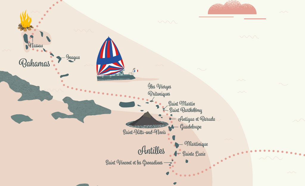 Carte personnalisée traversée de l'Atlantique