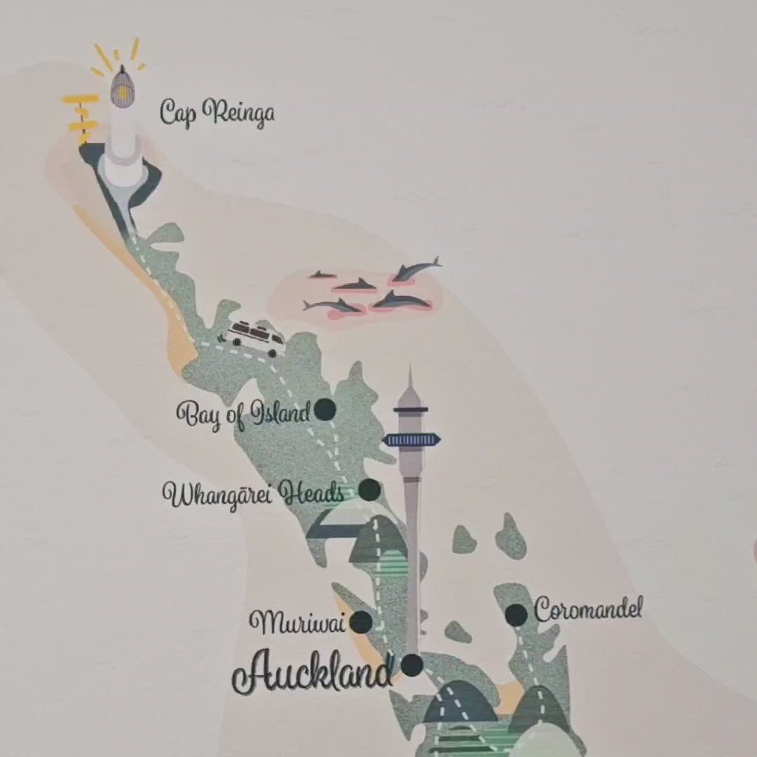 Carte illustrée de Nouvelle-Zélande